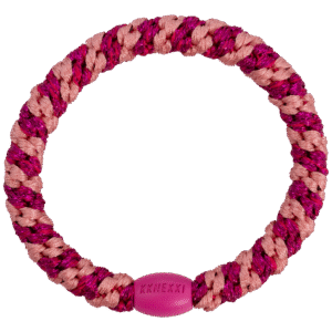 KKNEKKI Stripe faded rose electric pink glitter Haargummi